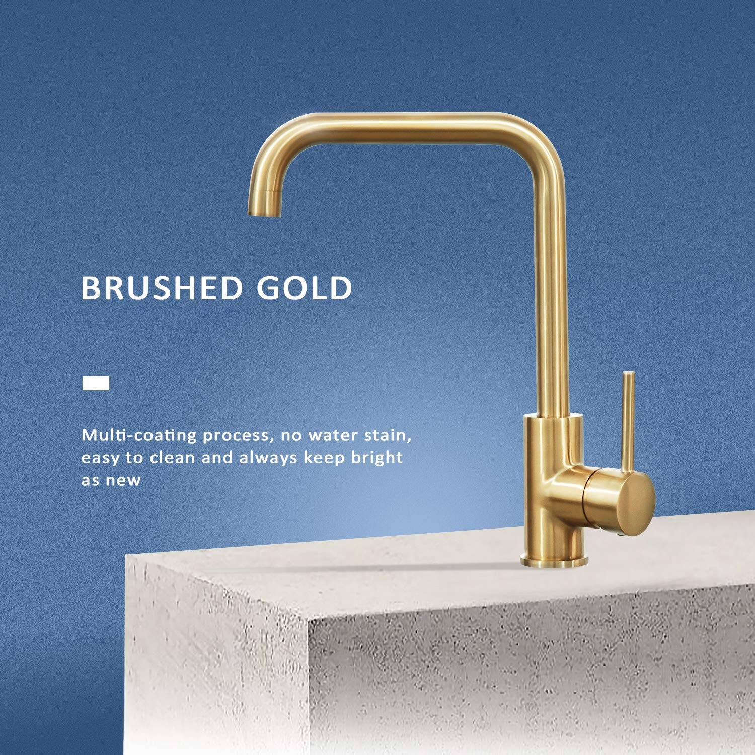 color dorado Pulverizador de resorte con doble boquilla para mezclador de cocina KunMai Monobloc