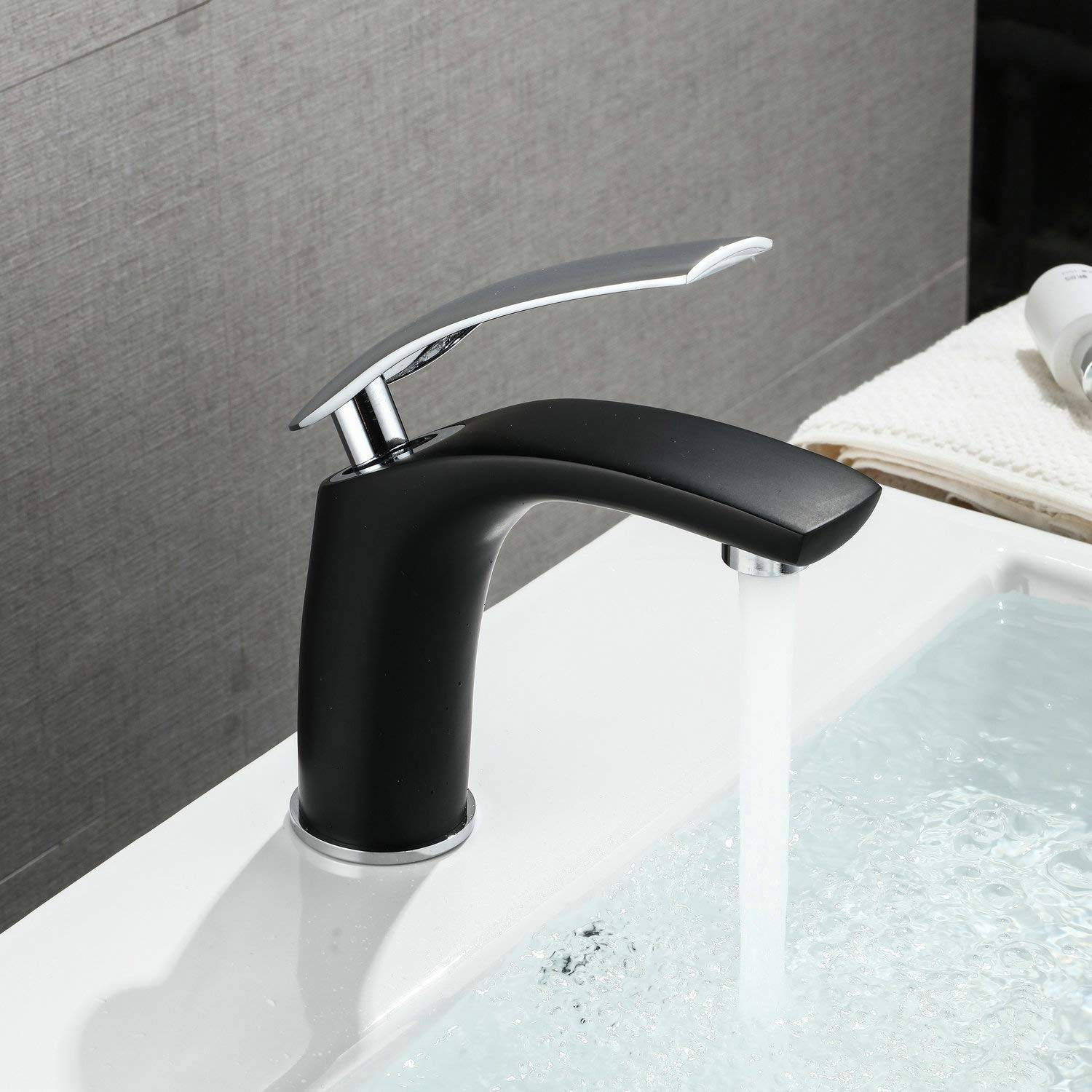 Iraza Grifo Lavabo Cascada Alta Monomando Grifer/ía de Ba/ño Grifo de Cuenca Cuarto de Ba/ño Cromado Estilo de Moderno Cromo